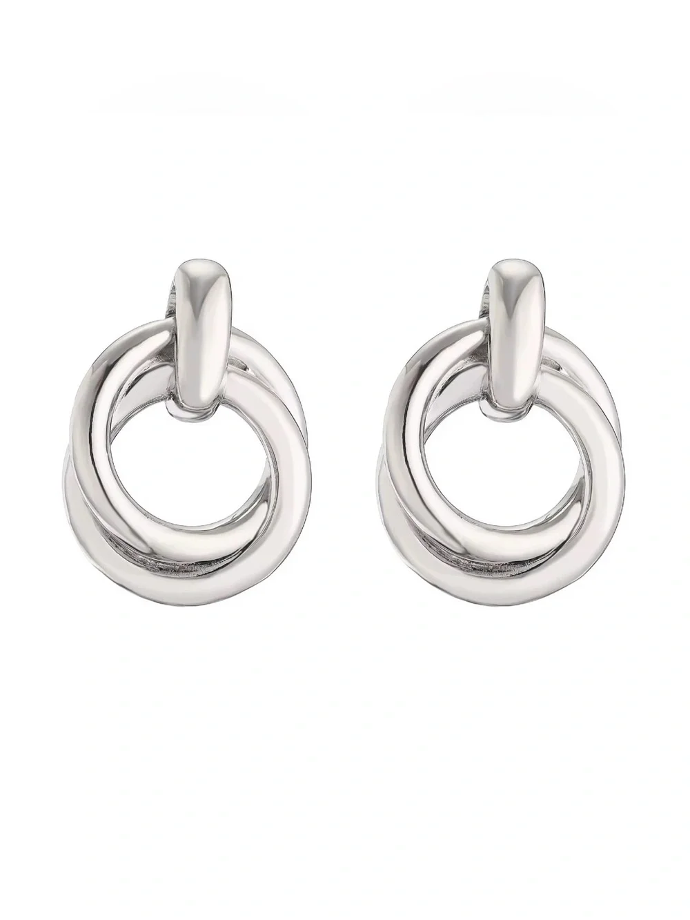 ***Classic Gold Interlocking Circle Stud Earrings - Women Jewelry
